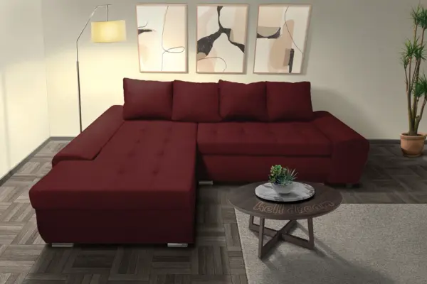 Wixy gold l alakú sarokkanapé ódon borvörös