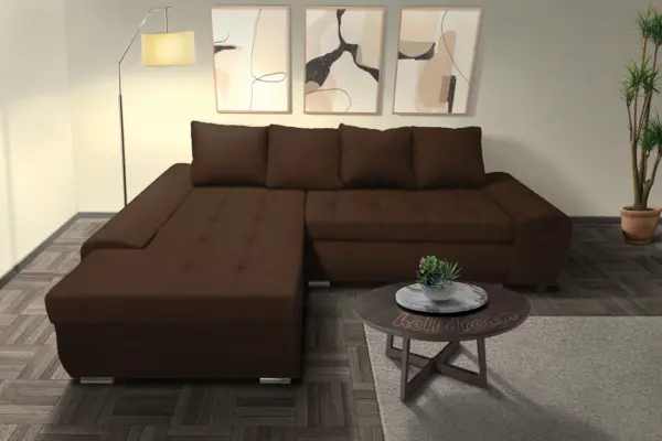 Wixy gold l alakú sarokkanapé sötét mahagóni