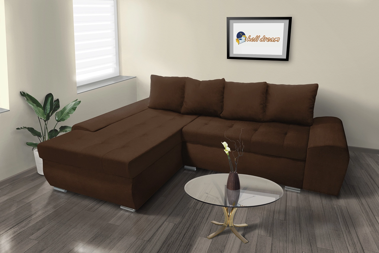 Wixy Gold L alakú sarokkanapé sötét mahagóni