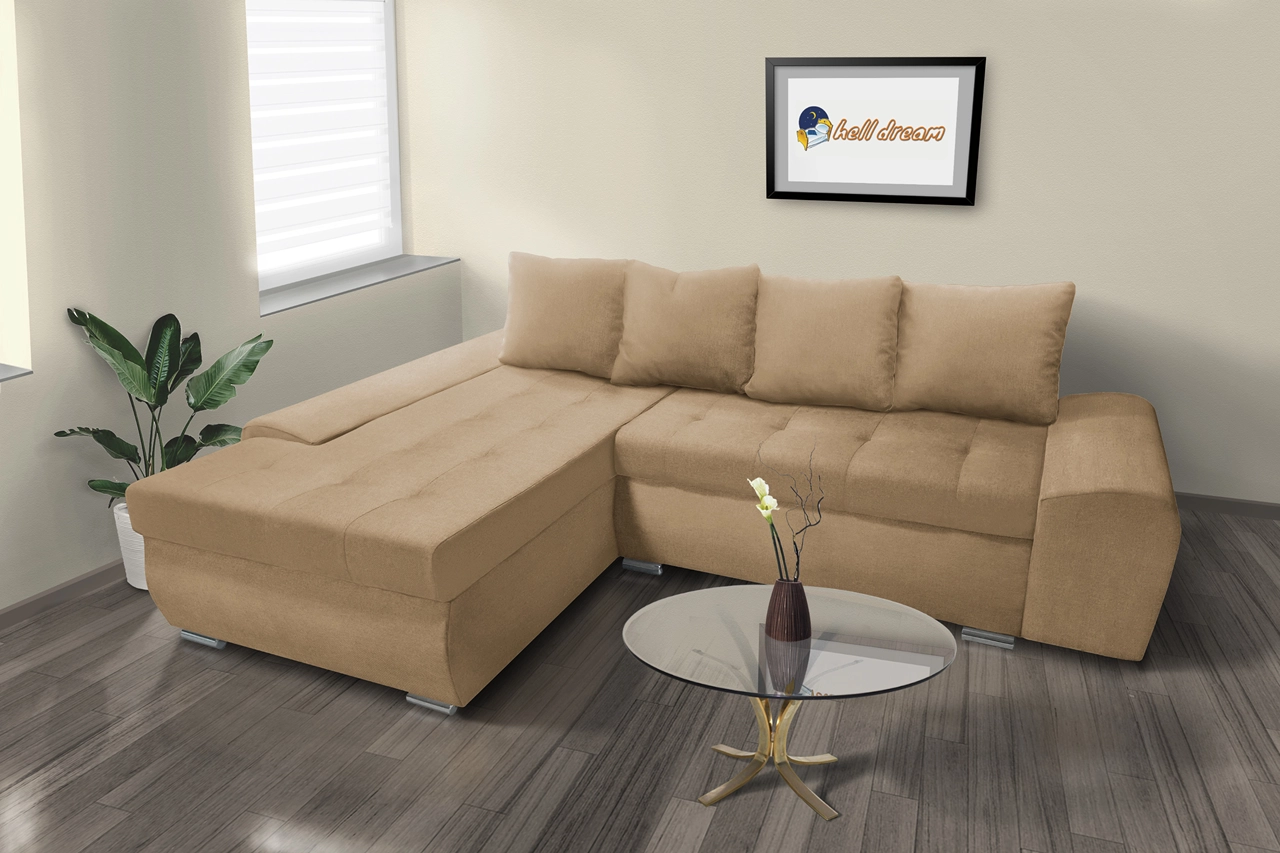 Wixy Gold L alakú sarokkanapé világos fahéj