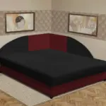 Zsanett saroktámlás franciaágy ódon borvörös és fekete szövet