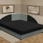 Zsanett saroktámlás franciaágy óezüst és fekete szövet