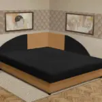 Zsanett saroktámlás franciaágy okker és fekete szövet