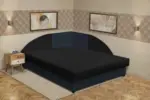 Zsanett saroktámlás franciaágy ónix és fekete szövet