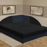 Zsanett saroktámlás franciaágy ónix és fekete szövet