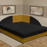 Zsanett saroktámlás franciaágy őszarany és fekete szövet