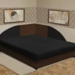 Zsanett saroktámlás franciaágy sötét mahagóni és fekete szövet