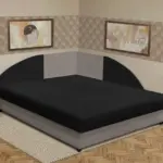 Zsanett saroktámlás franciaágy szamárszürke és fekete szövet