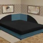 Zsanett saroktámlás franciaágy szürkés kadét és fekete szövet