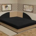 Zsanett saroktámlás franciaágy világos fahéj és fekete szövet