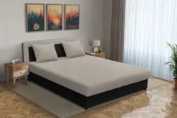 Zsóka franciaágy fekete és ezüst serlegszürke szövet