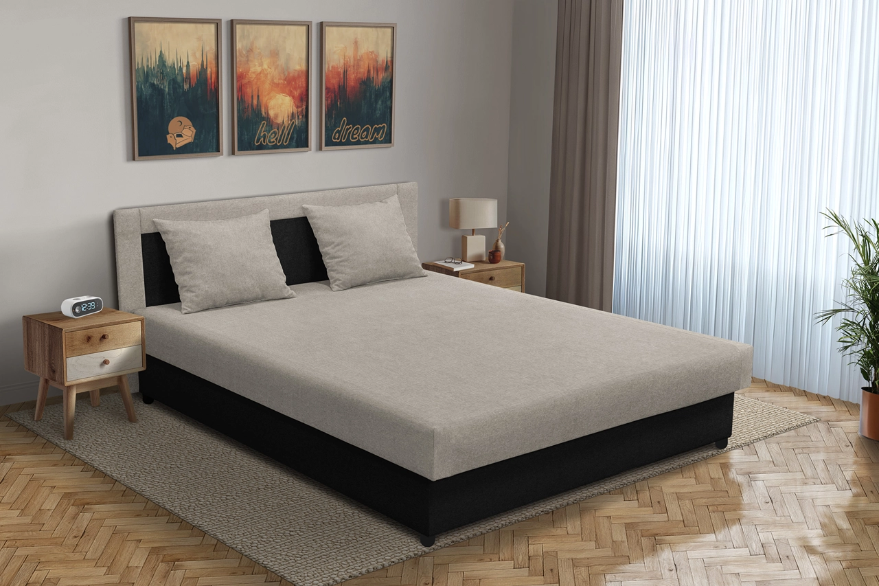 Zsóka franciaágy fekete és ezüst serlegszürke szövet