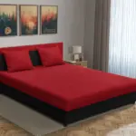 Zsóka franciaágy fekete és japán karminvörös szövet