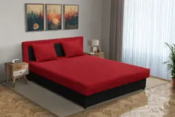 Zsóka franciaágy fekete és japán karminvörös szövet