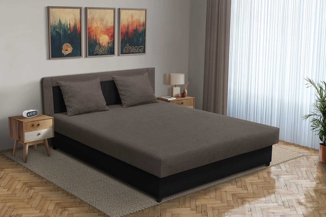 Zsóka franciaágy fekete és mély földszürke szövet