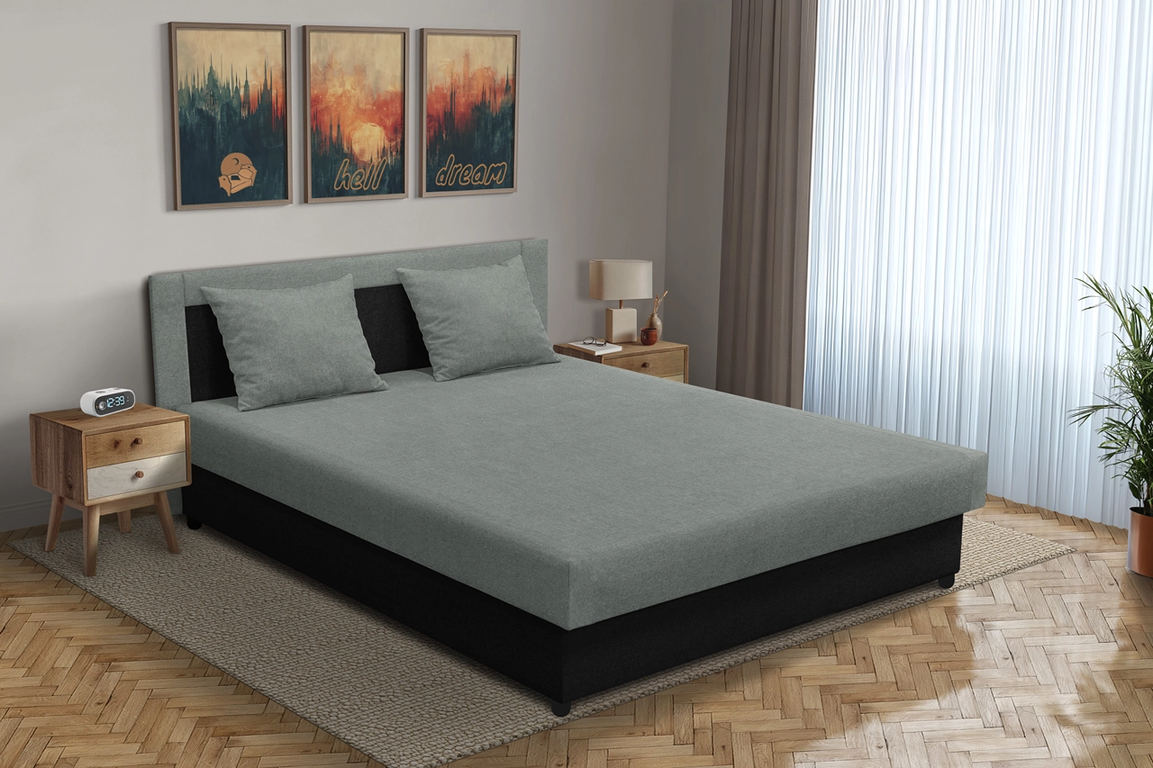 Zsóka franciaágy fekete és óezüst szövet