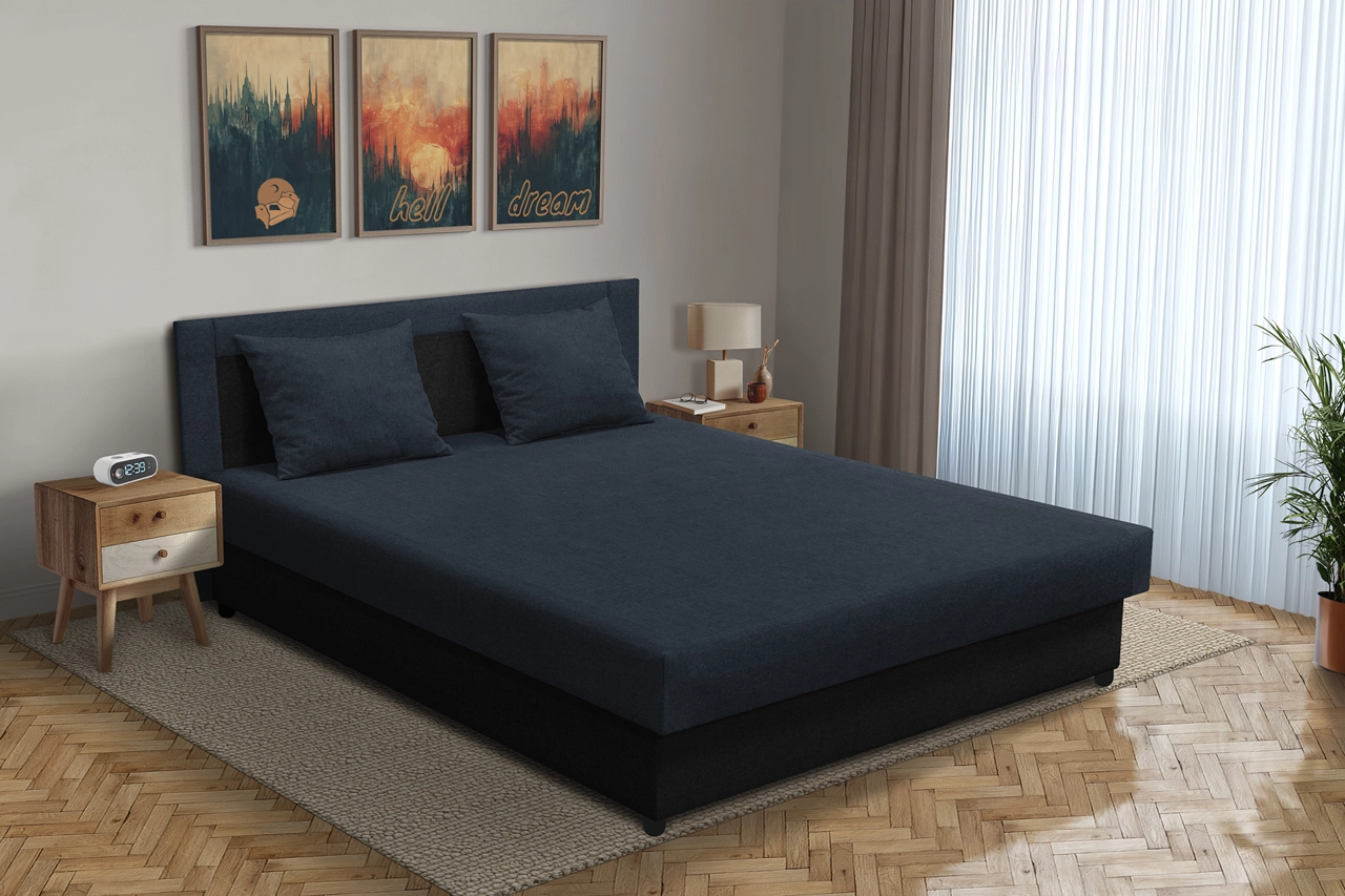 Zsóka franciaágy fekete és ónix szövet