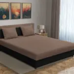 Zsóka franciaágy fekete és pasztell taupe szövet