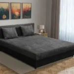 Zsóka franciaágy fekete és sötét szürke zsákszövet