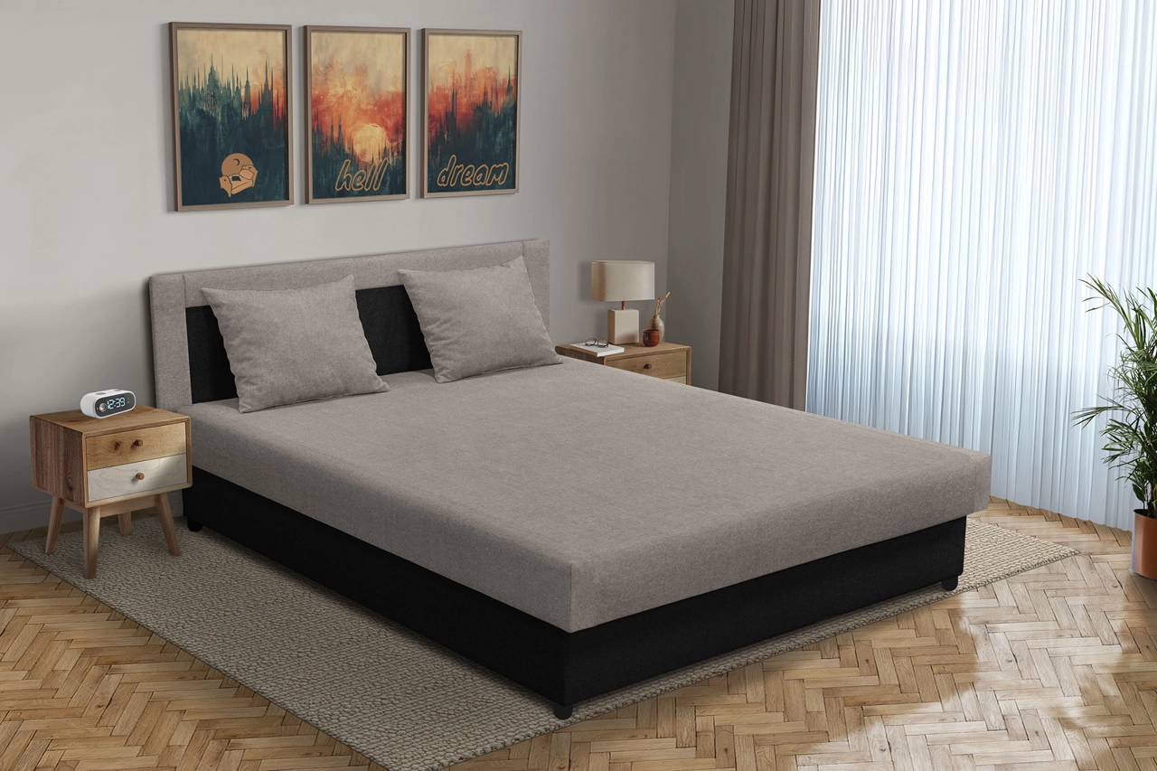 Zsóka franciaágy fekete és szamárszürke szövet Zsóka franciaágy fekete és szamárszürke szövet