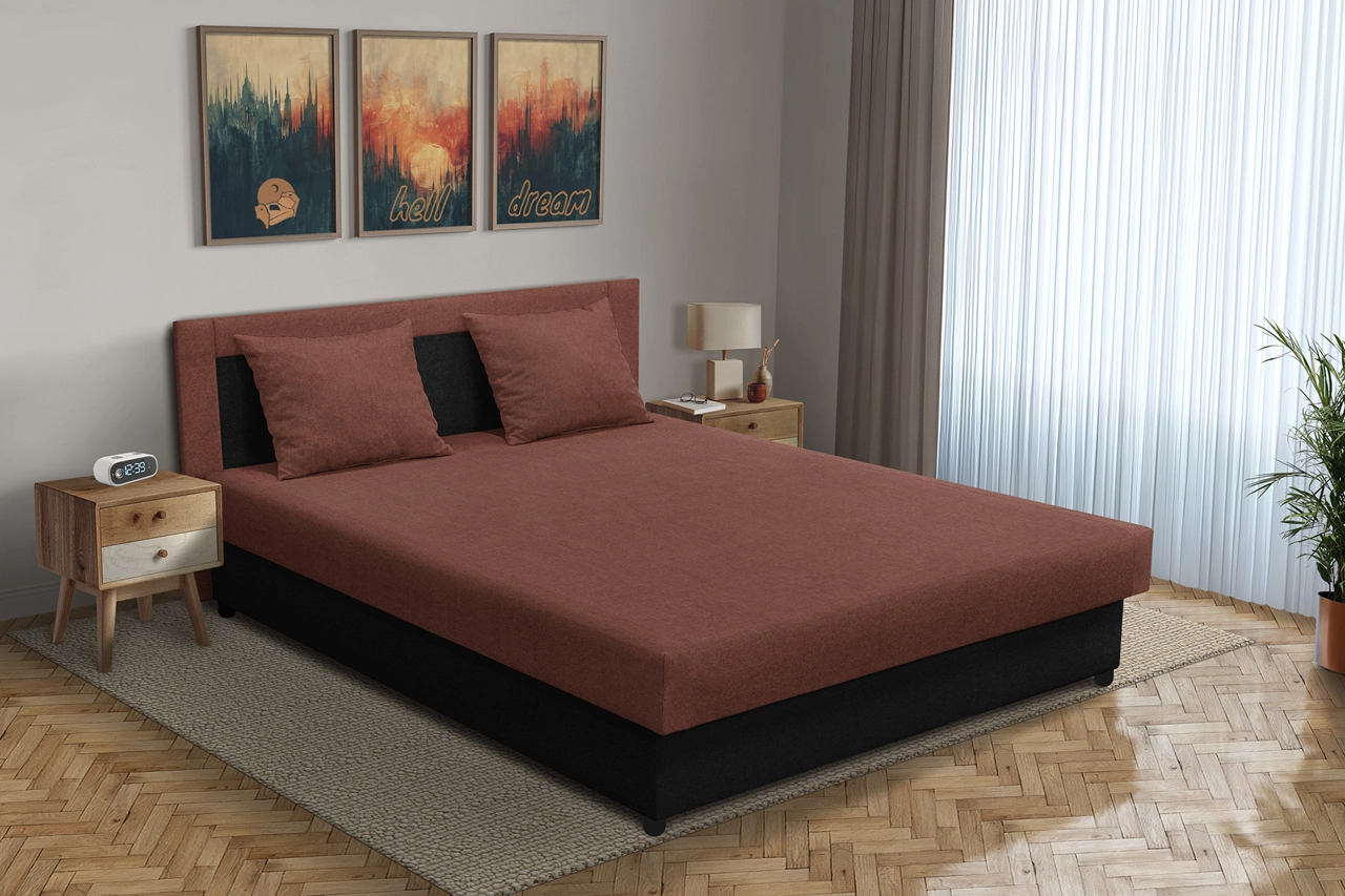 Zsóka franciaágy fekete és toszkán vörös szövet Zsóka franciaágy fekete és toszkán vörös szövet