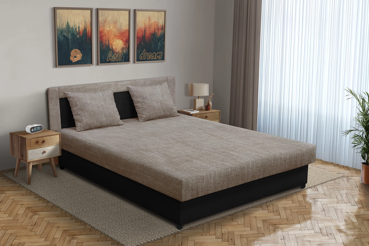 Zsóka franciaágy fekete és világos barna zsákszövet Zsóka franciaágy fekete és világos barna zsákszövet