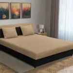 Zsóka franciaágy fekete és világos fahéj szövet