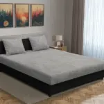 Zsóka franciaágy fekete és világos szürke zsákszövet