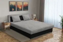 Zsóka franciaágy fekete és világos szürke zsákszövet