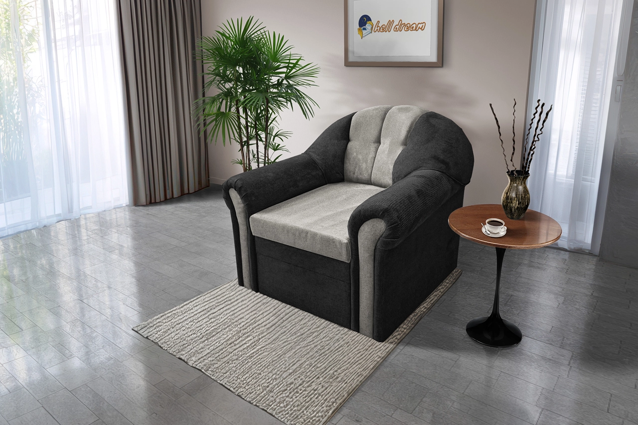 Alíz 1-es fotel bivalyfekete és ónszürke