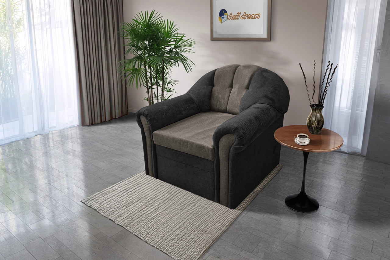 Alíz 1-es fotel bivalyfekete és vakondszürke