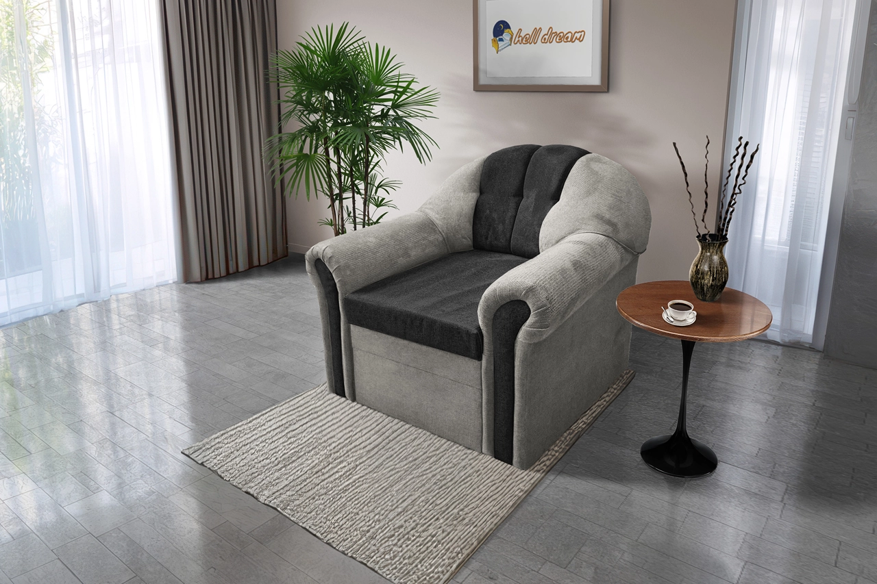 Alíz 1-es fotel ónszürke és bivalyfekete