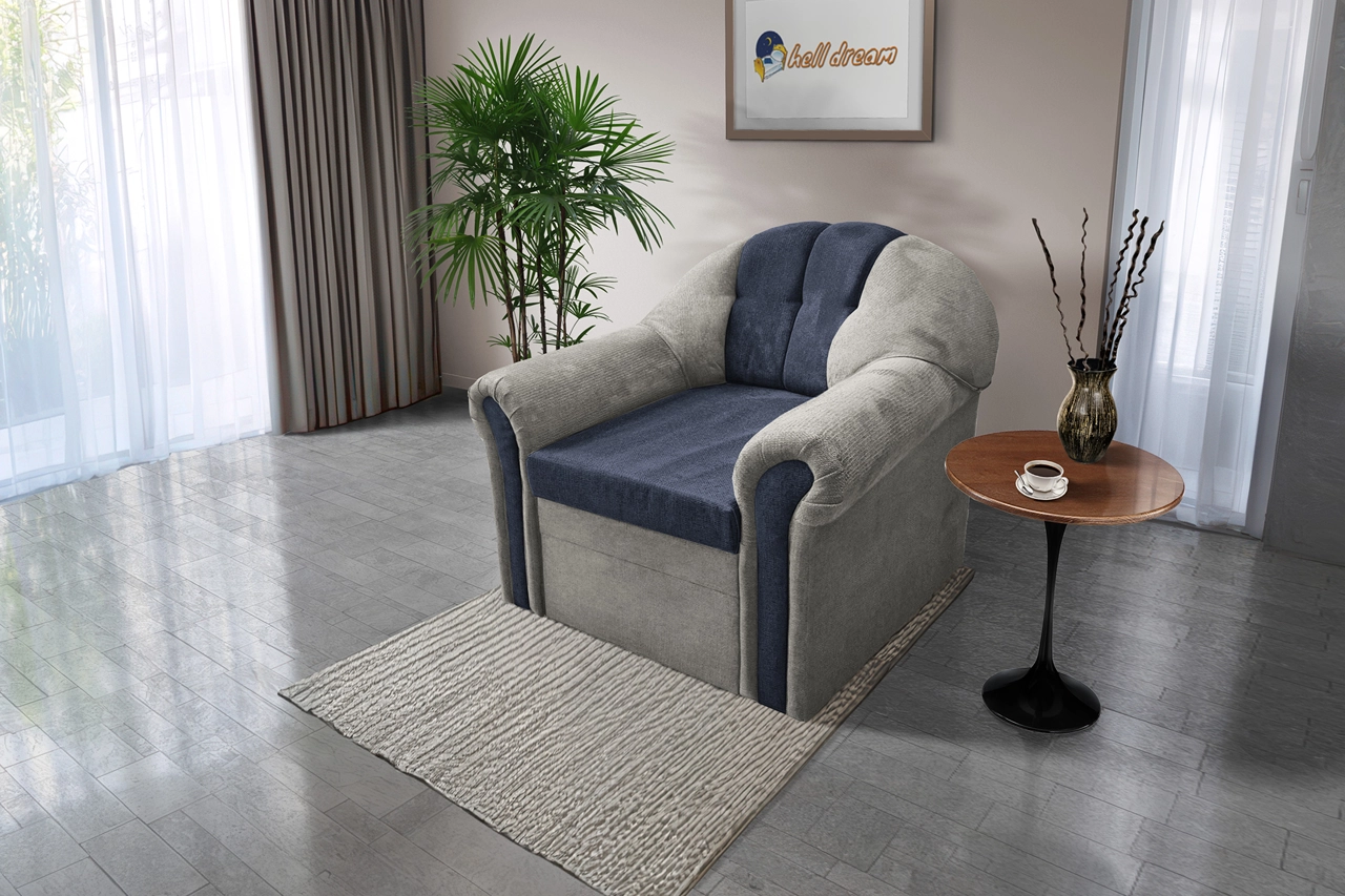 Alíz 1-es fotel ónszürke és sötét palakék