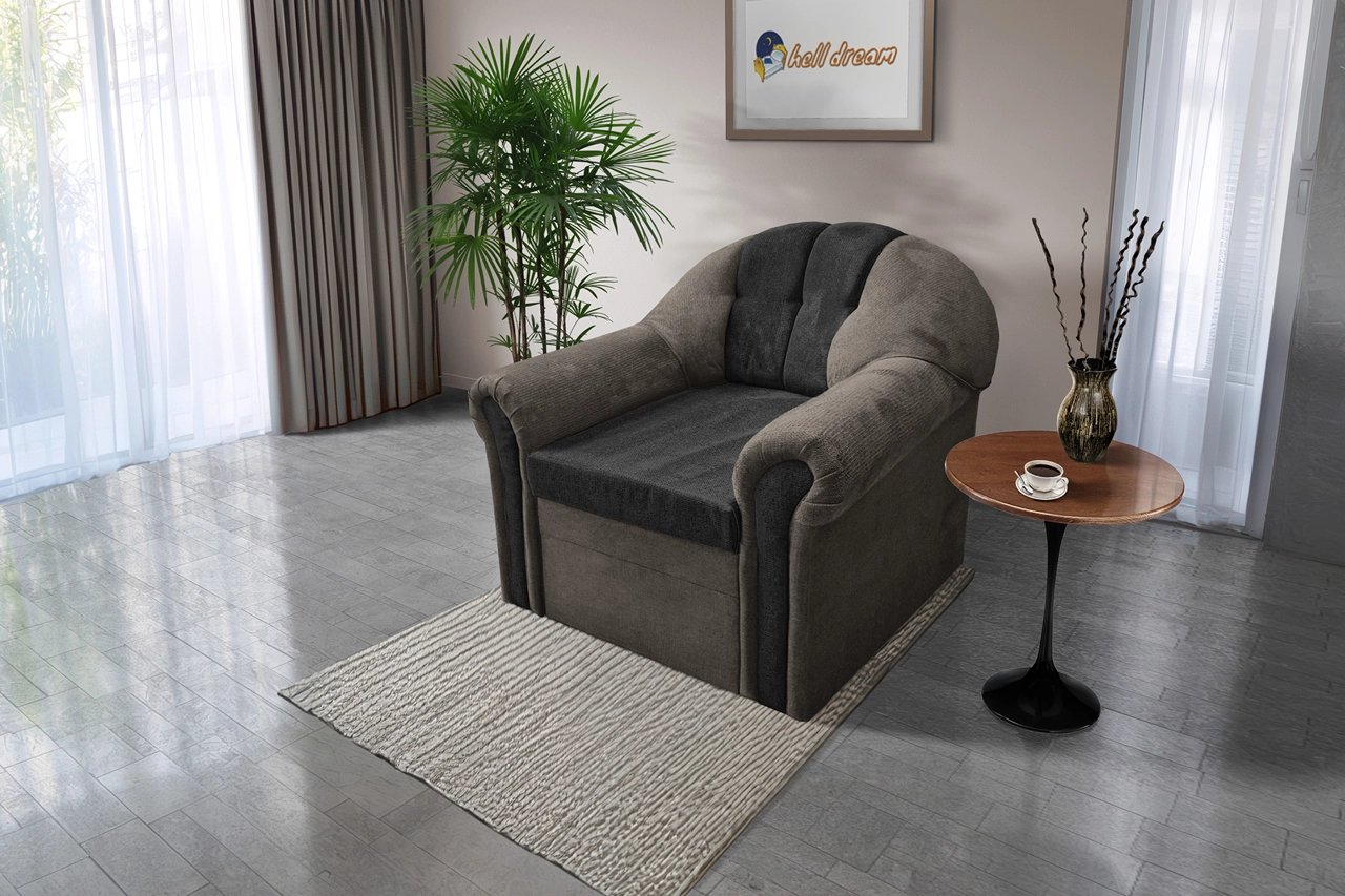 Alíz 1-es fotel vakondszürke és bivalyfekete