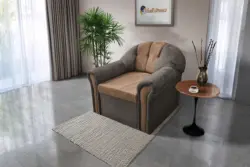 Alíz 1-es fotel vakondszürke és világos datolyabarna