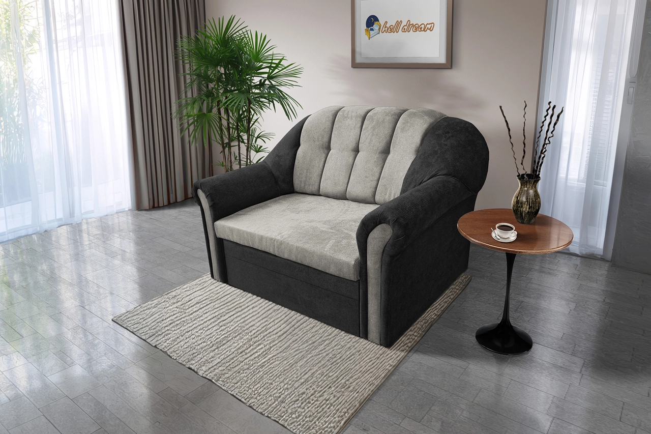 Alíz 2-es kanapé ágyazható bivalyfekete és ónszürke