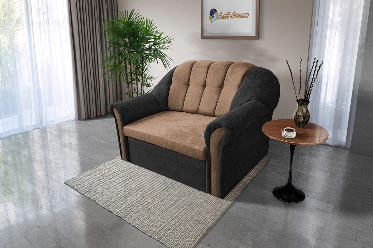 Alíz 2-es kanapé ágyazható bivalyfekete és világos datolyabarna