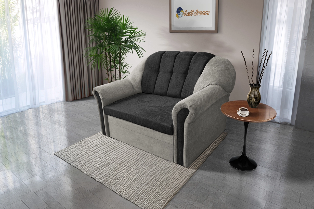 Alíz 2-es kanapé ágyazható ónszürke és bivalyfekete