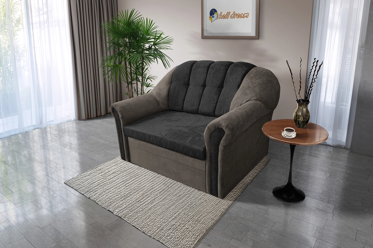 Alíz 2-es kanapé ágyazható vakondszürke és bivalyfekete