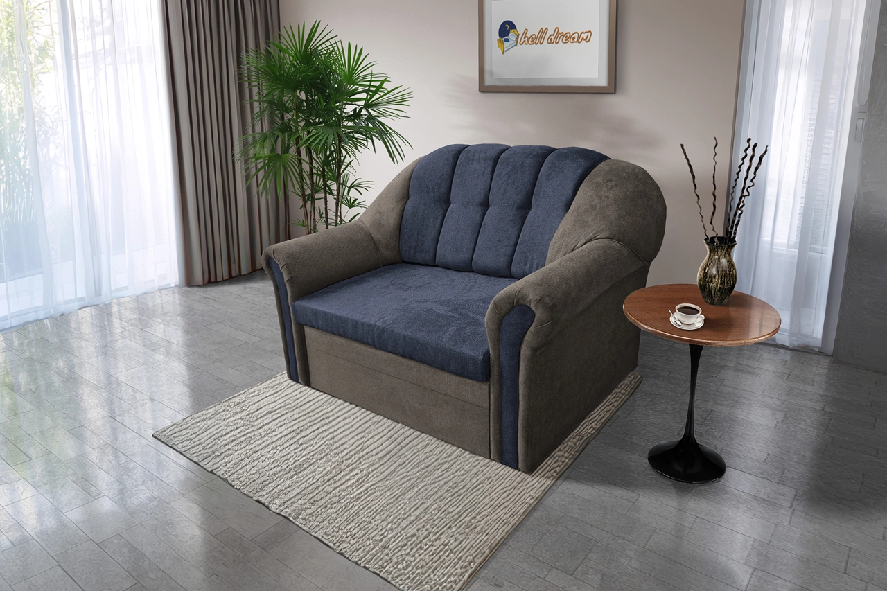Alíz 2-es kanapé ágyazható vakondszürke és sötét palakék