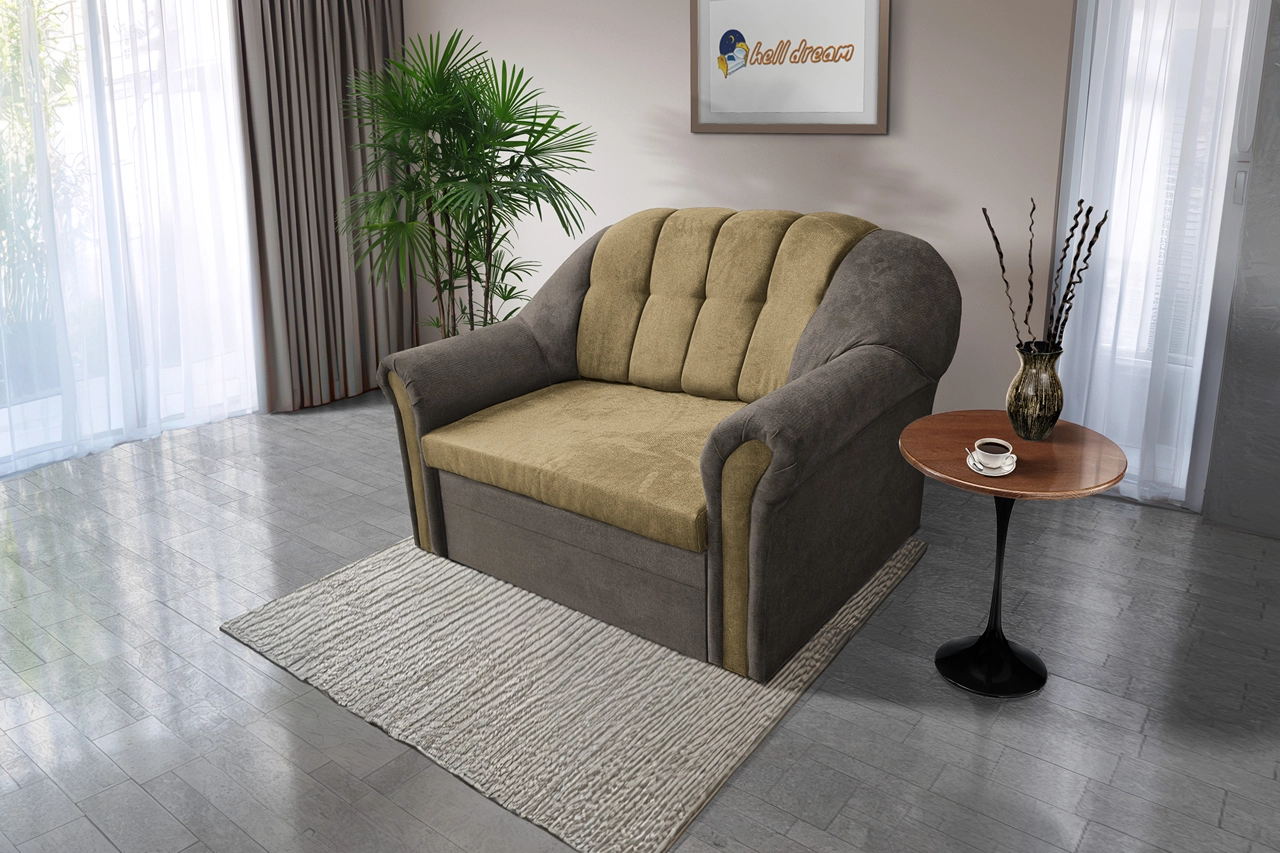 Alíz 2-es kanapé ágyazható vakondszürke és sötét sivatagsárga