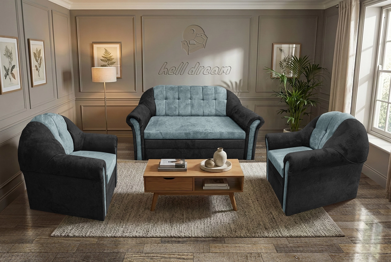 Alíz 3-1-1 ülőgarnitúra bivalyfekete és csukaszürke