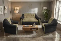 Alíz 3-1-1 ülőgarnitúra bivalyfekete és sötét sivatagsárga