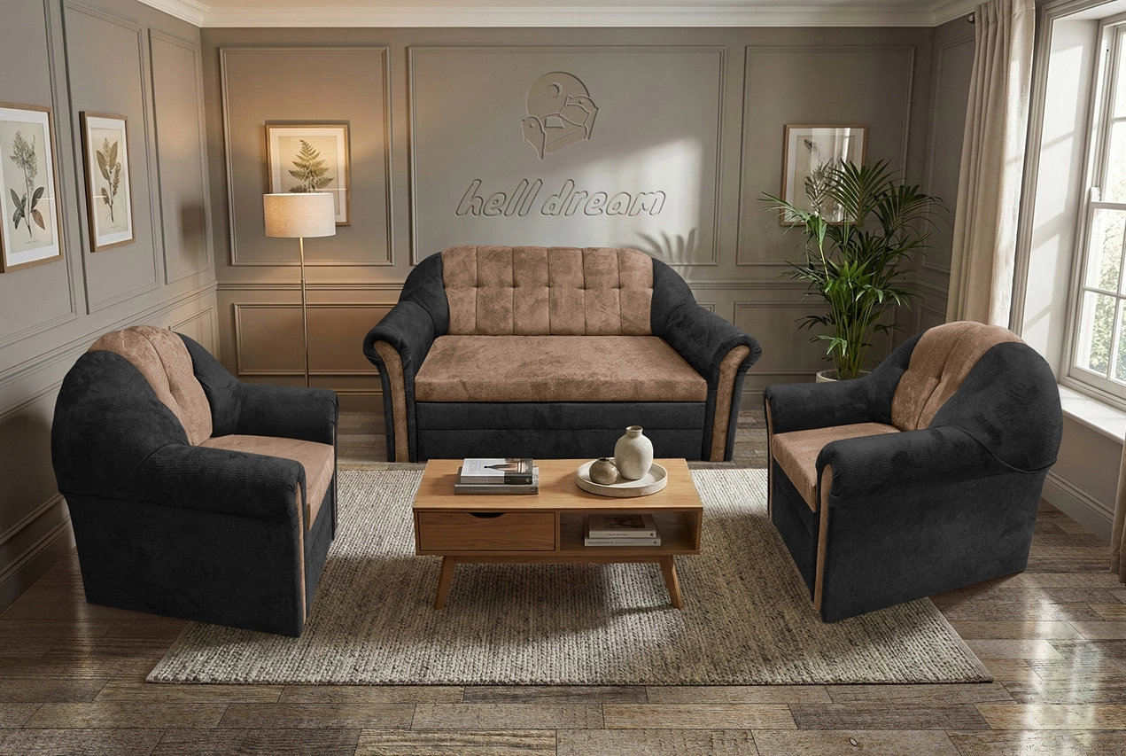 Alíz 3-1-1 ülőgarnitúra bivalyfekete és világos datolyabarna