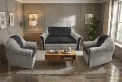 Alíz 3-1-1 ülőgarnitúra ónszürke és bivalyfekete