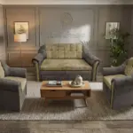 Alíz 3-1-1 ülőgarnitúra vakondszürke és sötét sivatagsárga