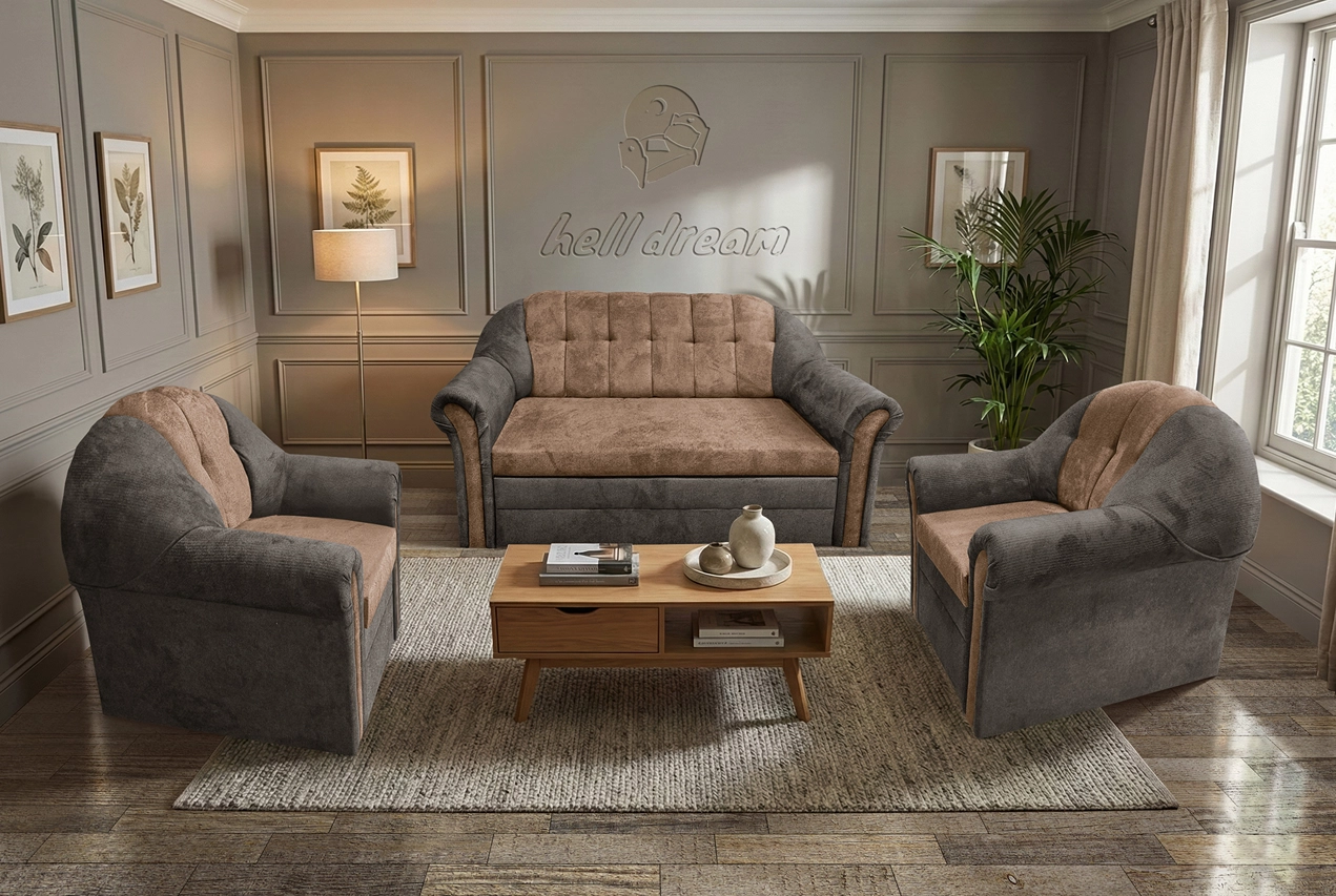 Alíz 3-1-1 ülőgarnitúra vakondszürke és világos datolyabarna