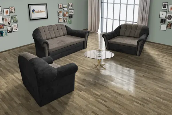 Alíz 3-2-1 ülőgarnitúra bivalyfekete és vakondszürke színű vízlepergető szenzációs szövet - image 2