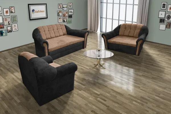 Alíz 3-2-1 ülőgarnitúra bivalyfekete és világos datolyabarna színű vízlepergető szenzációs szövet - image 2