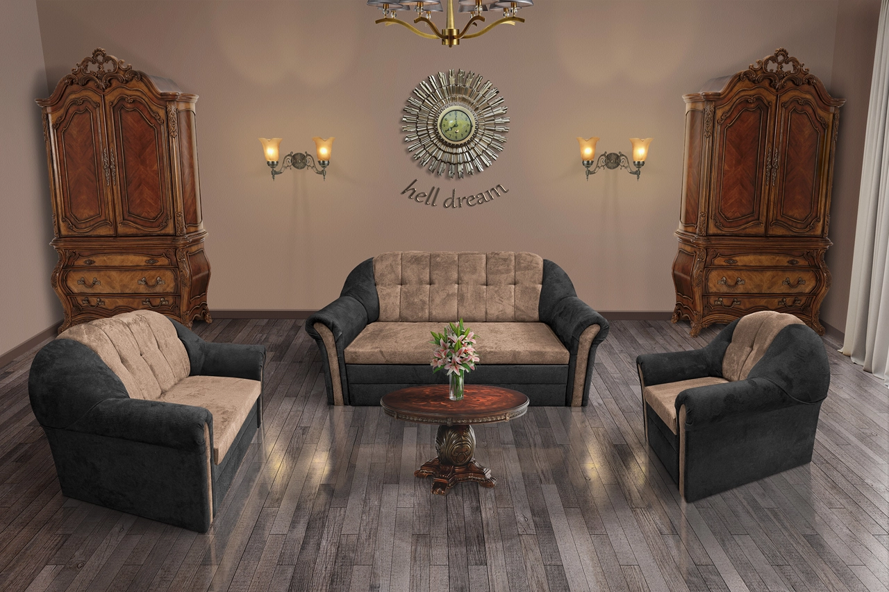 Alíz 3-2-1 ülőgarnitúra bivalyfekete és világos datolyabarna